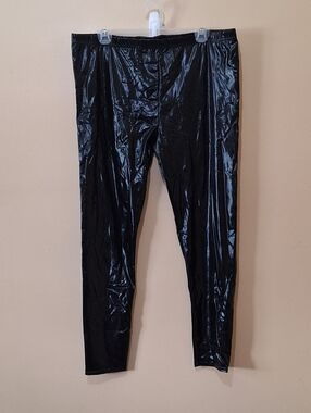 Shiny Black Pleather Leggings